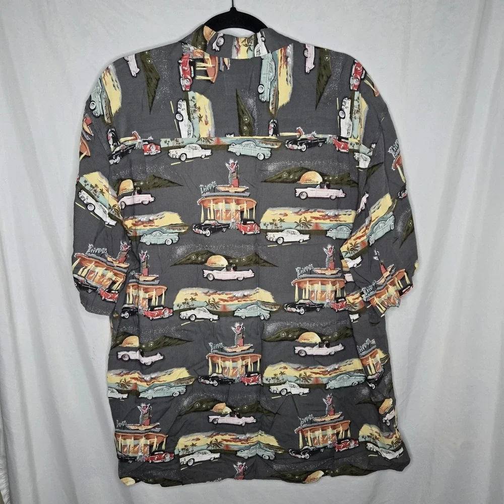 VTG Reyn Spooner American Classics Mens Large Button Up Rayon Classic Cars USA - Picture 4 of 9